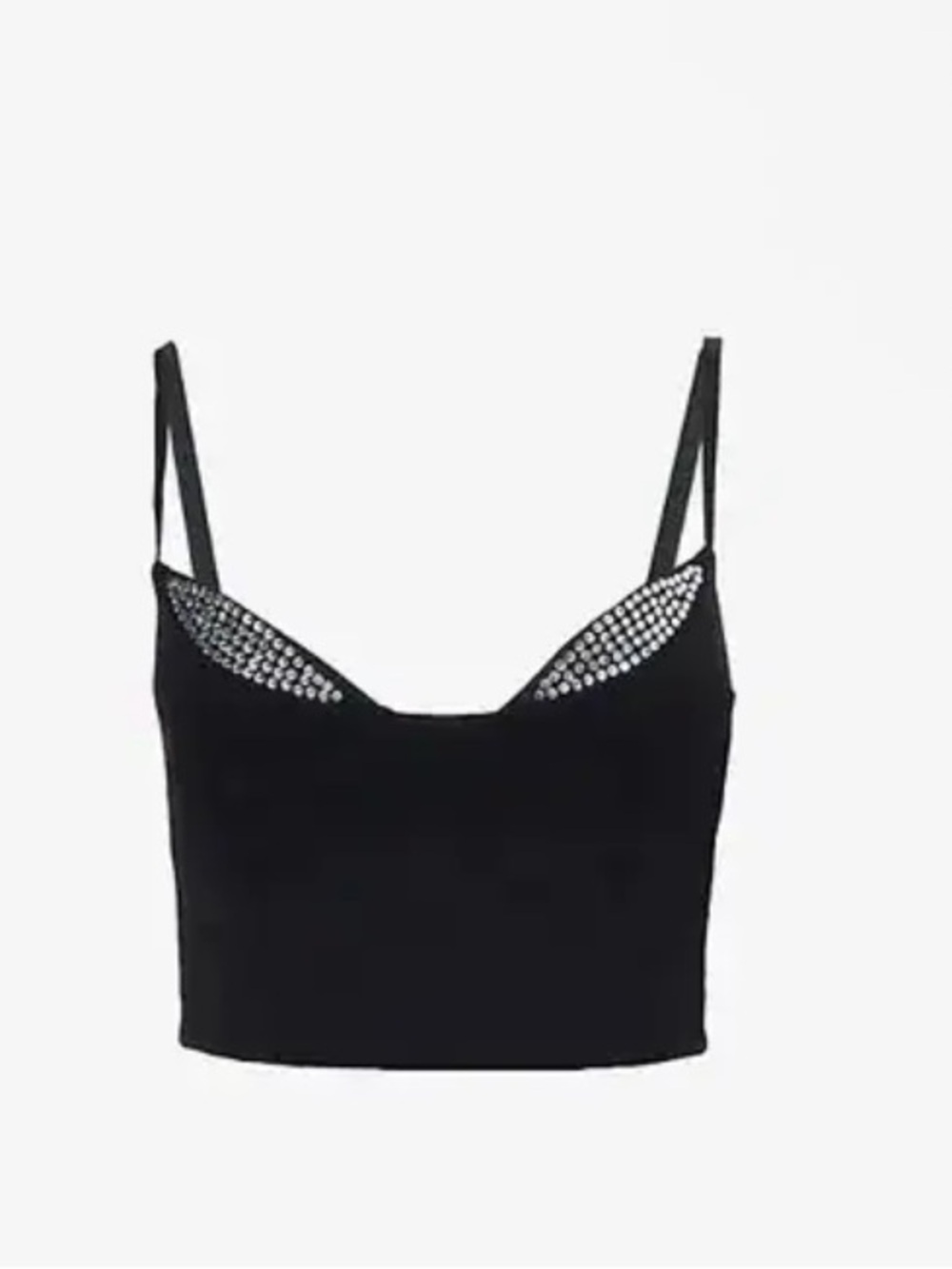 Good American Sleeveless Cropped Tank Top with Rhinestone Detail! New! S